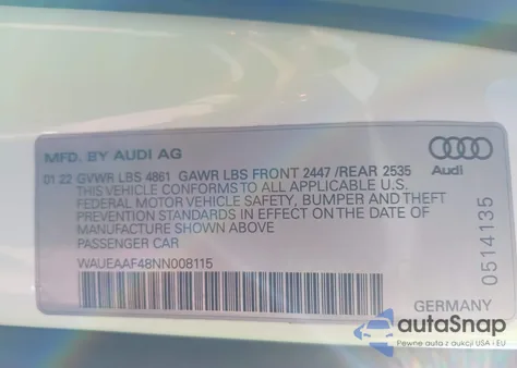 2022 Audi A4 Premium Plus 45 Tfsi S Line Quattro S Tronic from USA, damaged, VIN WAUEAAF48NN008115